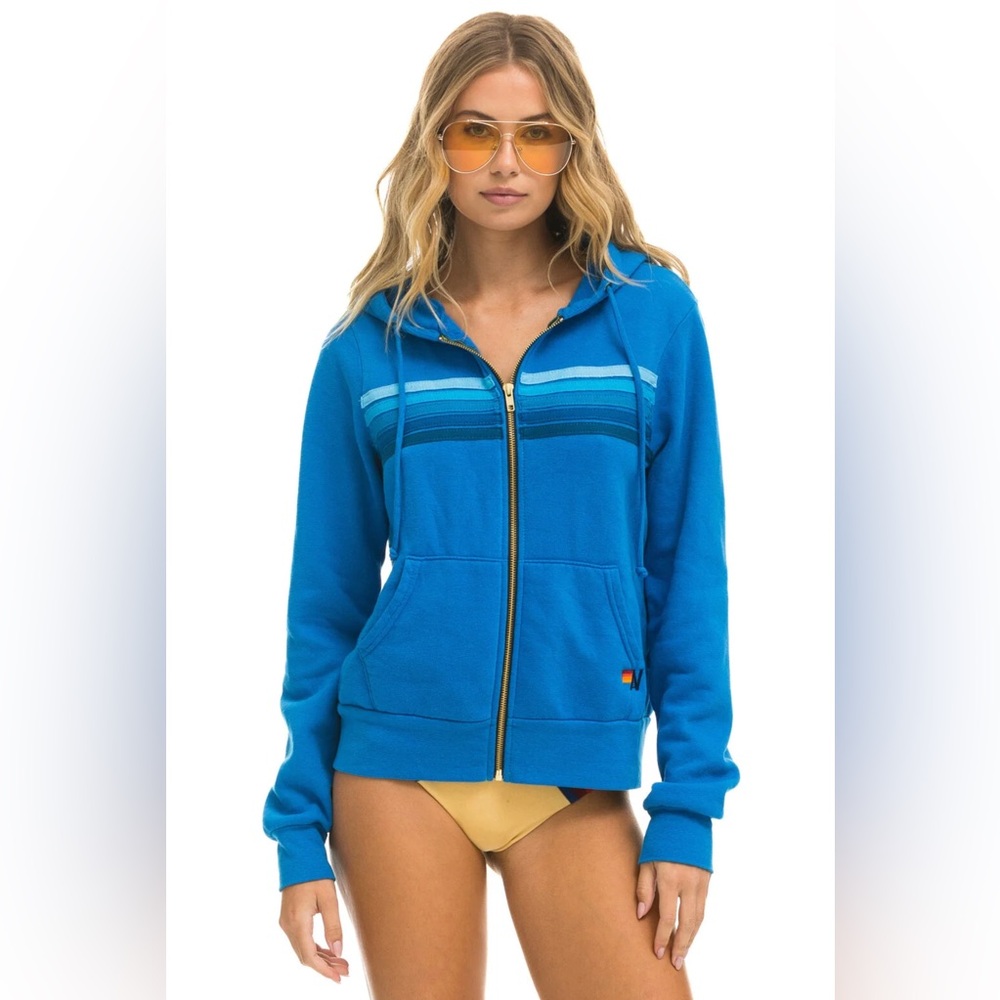 Aviator Nation 5 Stripe Zip-Up Hoodie UNISEX - Picture 9 of 12